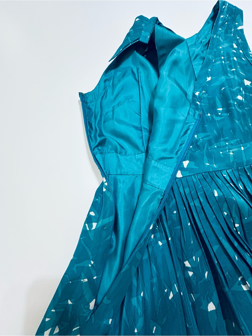 Kate Spade New York Melody Silk Pleated Dress Teal Fit & Flare Size 10 - Picture 10 of 15